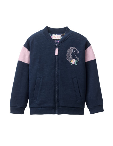 Felpa con zip in cotone bio "Pony"-...